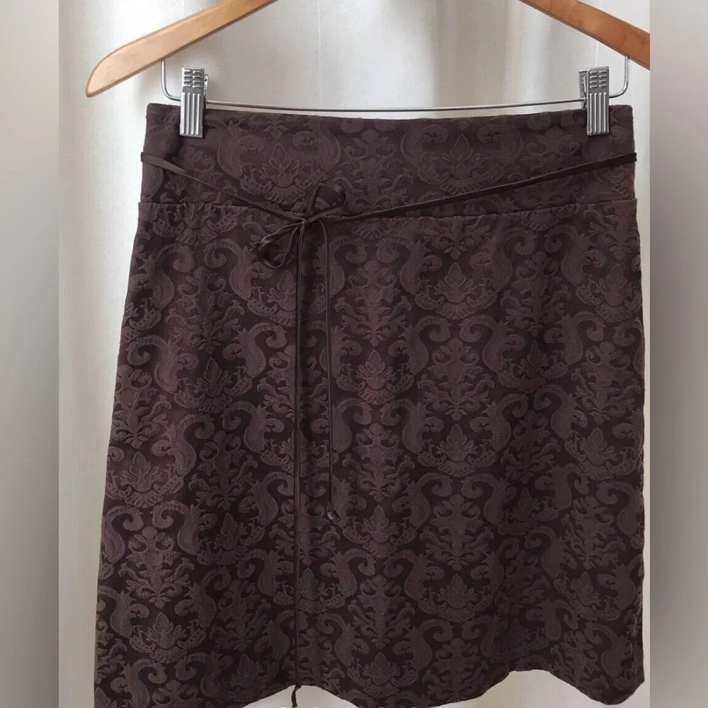 Vintage Style Brown Floral Skirt and Blazer B Darlin Size 7/8